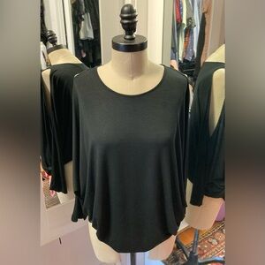 Ralph Lauren Women’s Black Long Sleeve Cold Shoulder Jersey Top, Size PM